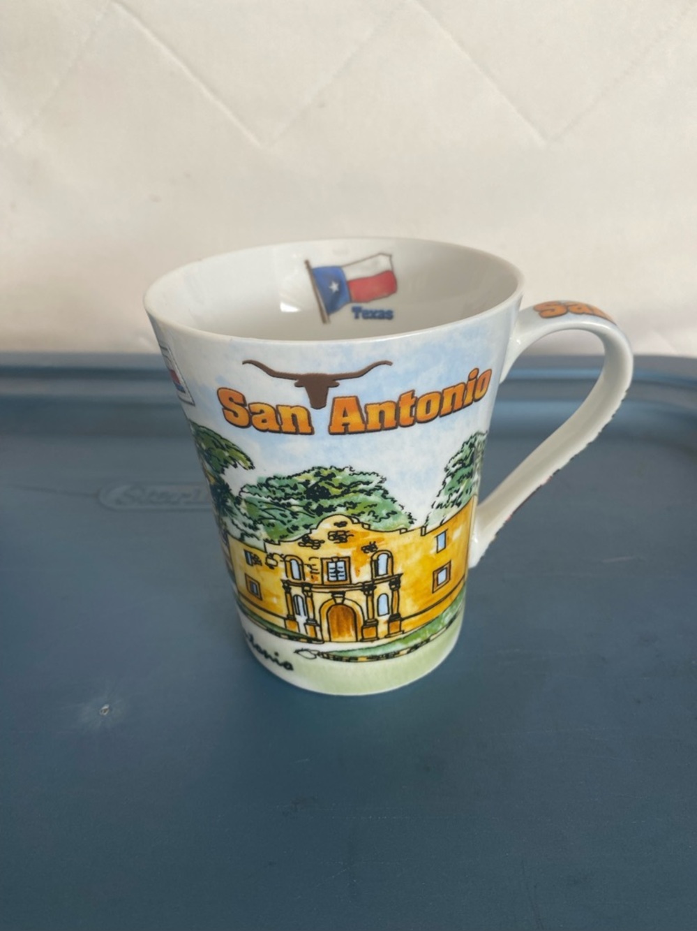 San Antonio Souvenir Ceramic Mug - Yellow & White
